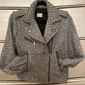 Wool herringbone Moto Jacket